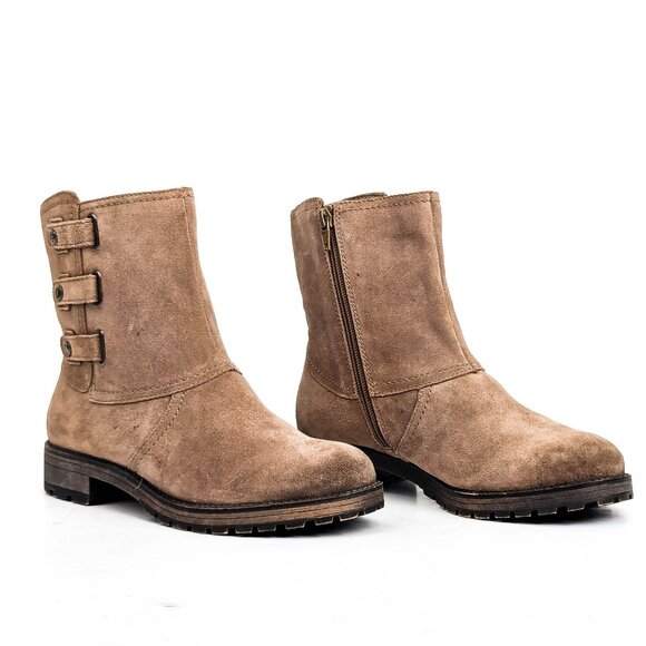 Naturalizer Women Tynner Brown Suede Zip Winter Strap Ankle Boots sz 7 - Picture 1 of 8